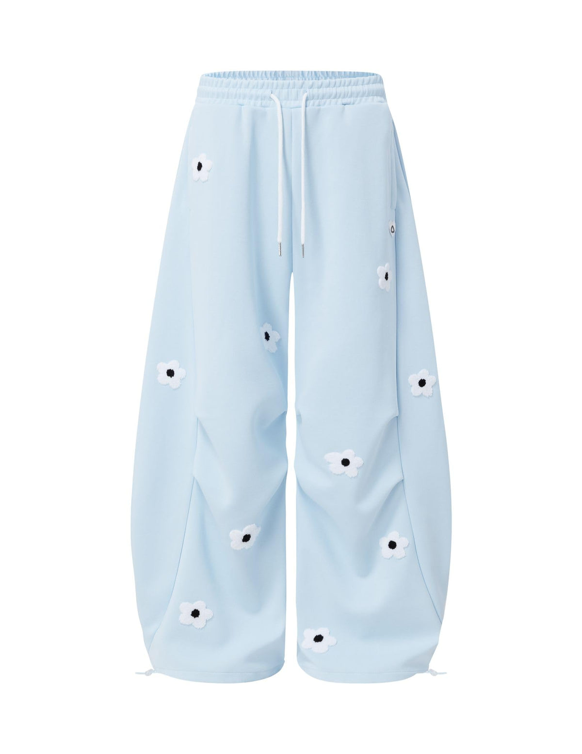 Aelfric Eden Baggy Wide Leg Sweatpants Flower Embroidery Casual Y2K Elastic Drawstring Lantern Barrel Lounge Trouser Pants