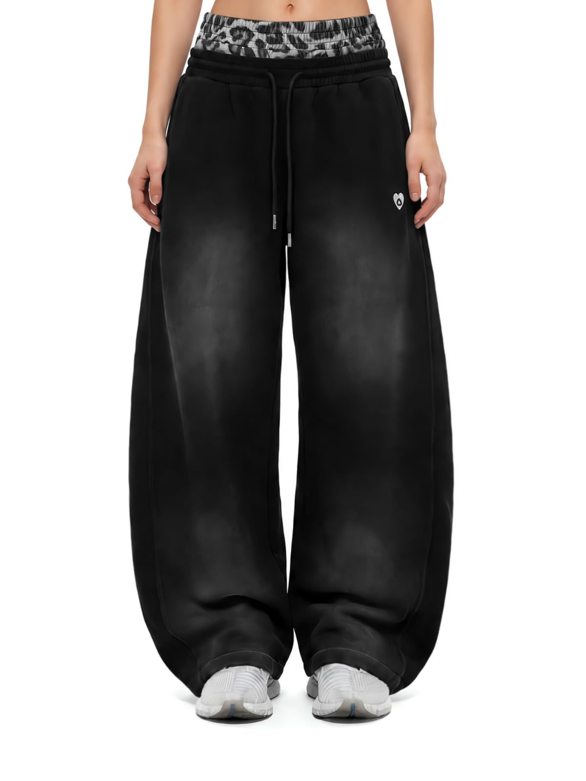 Aelfric Eden Washed Leopard Double Waist Baggy Sweatpants Unisex