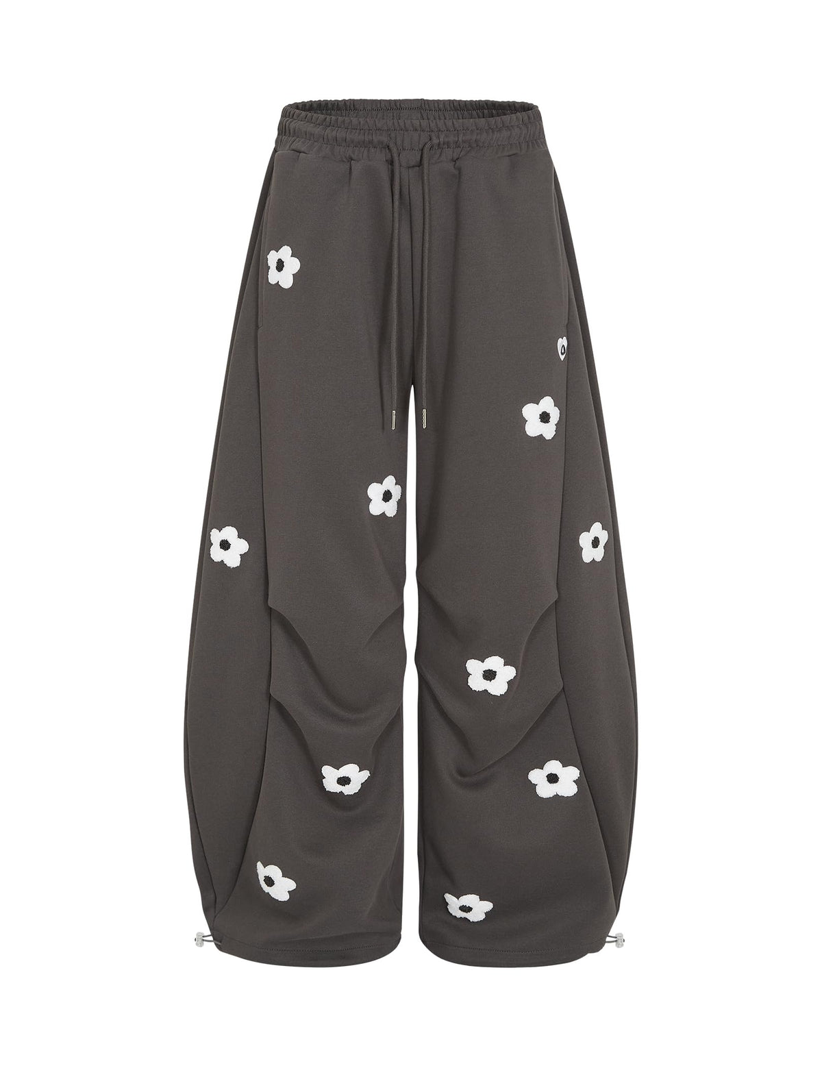 Aelfric Eden Baggy Wide Leg Sweatpants Flower Embroidery Casual Y2K Elastic Drawstring Lantern Barrel Lounge Trouser Pants