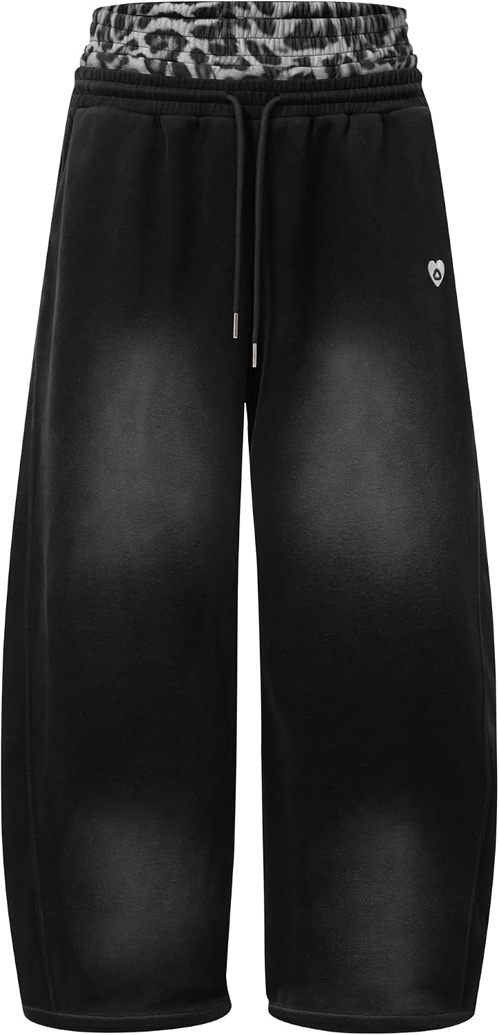 Aelfric Eden Washed Leopard Double Waist Baggy Sweatpants Unisex