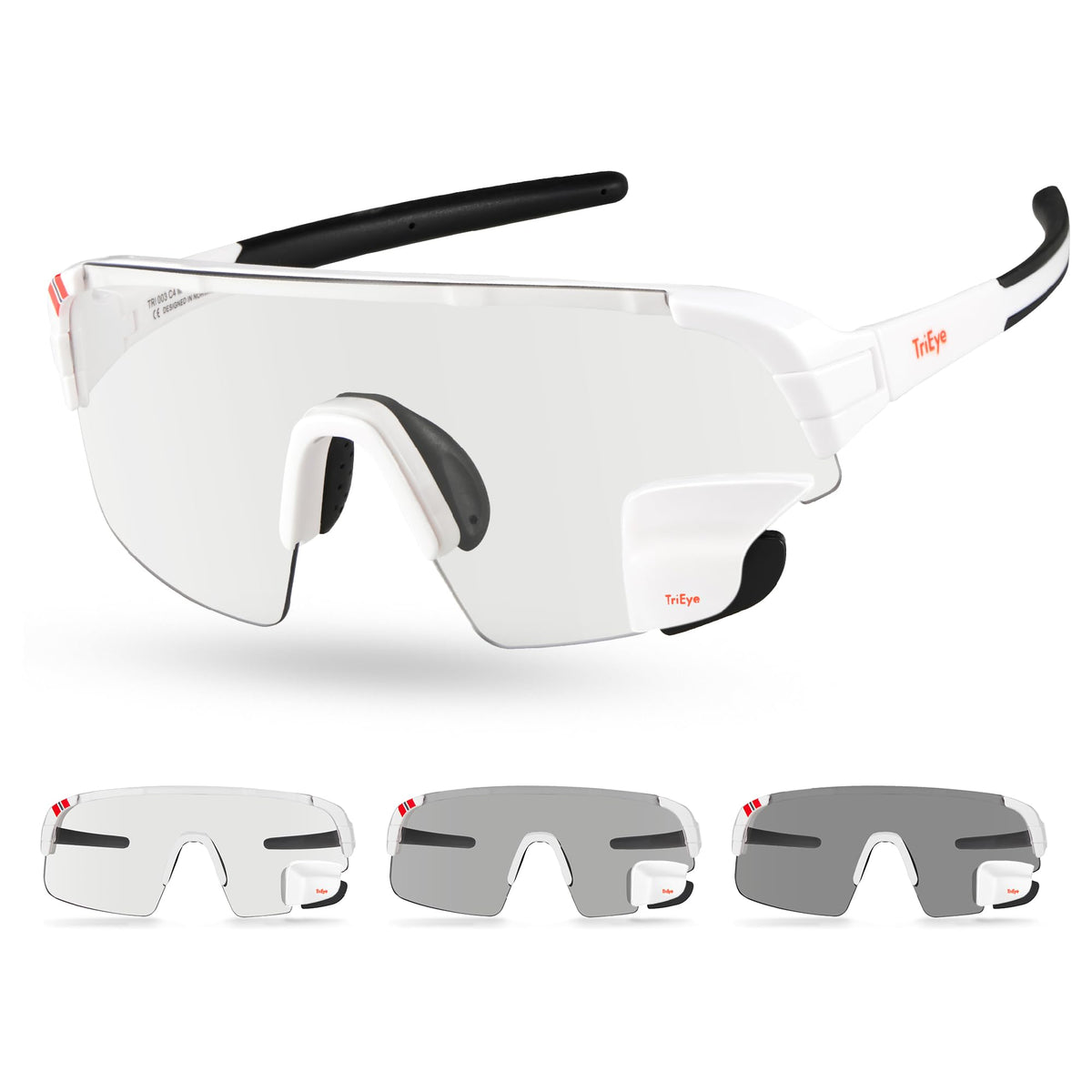 TriEye Cycling Glasses with Rearview Mirror, UV400 Bike Sunglasses