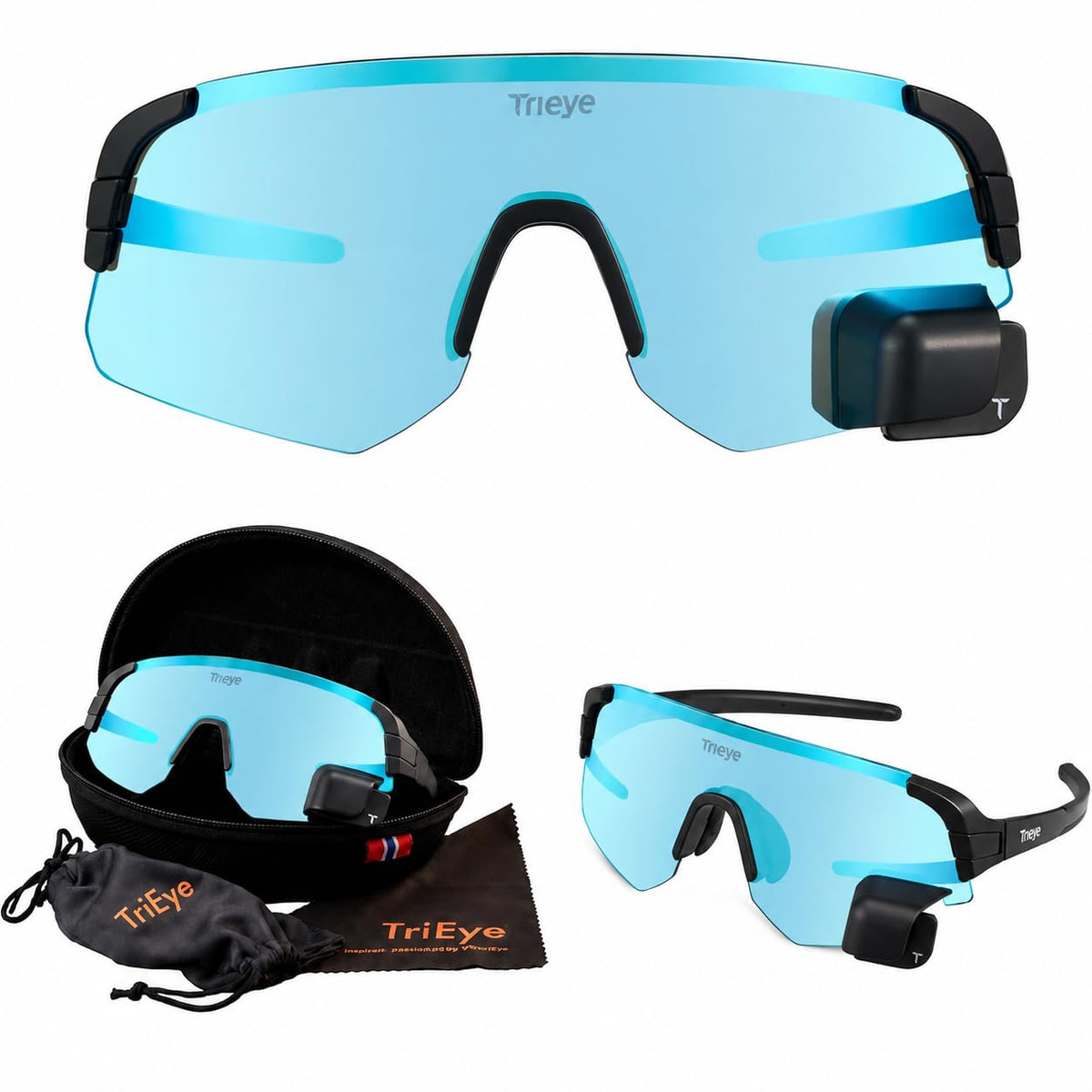 TriEye Cycling Glasses with Rearview Mirror, UV400 Bike Sunglasses