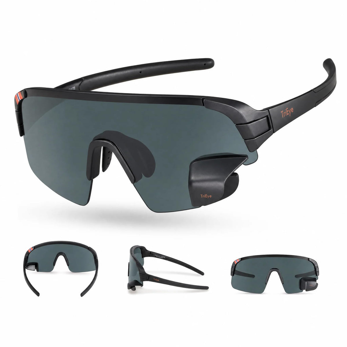 TriEye Cycling Glasses with Rearview Mirror, UV400 Bike Sunglasses