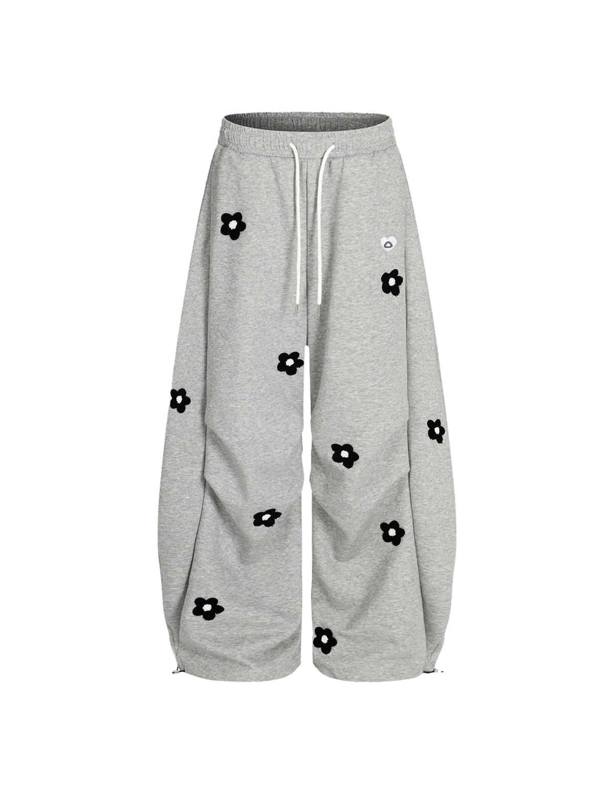 Aelfric Eden Baggy Wide Leg Sweatpants Flower Embroidery Casual Y2K Elastic Drawstring Lantern Barrel Lounge Trouser Pants