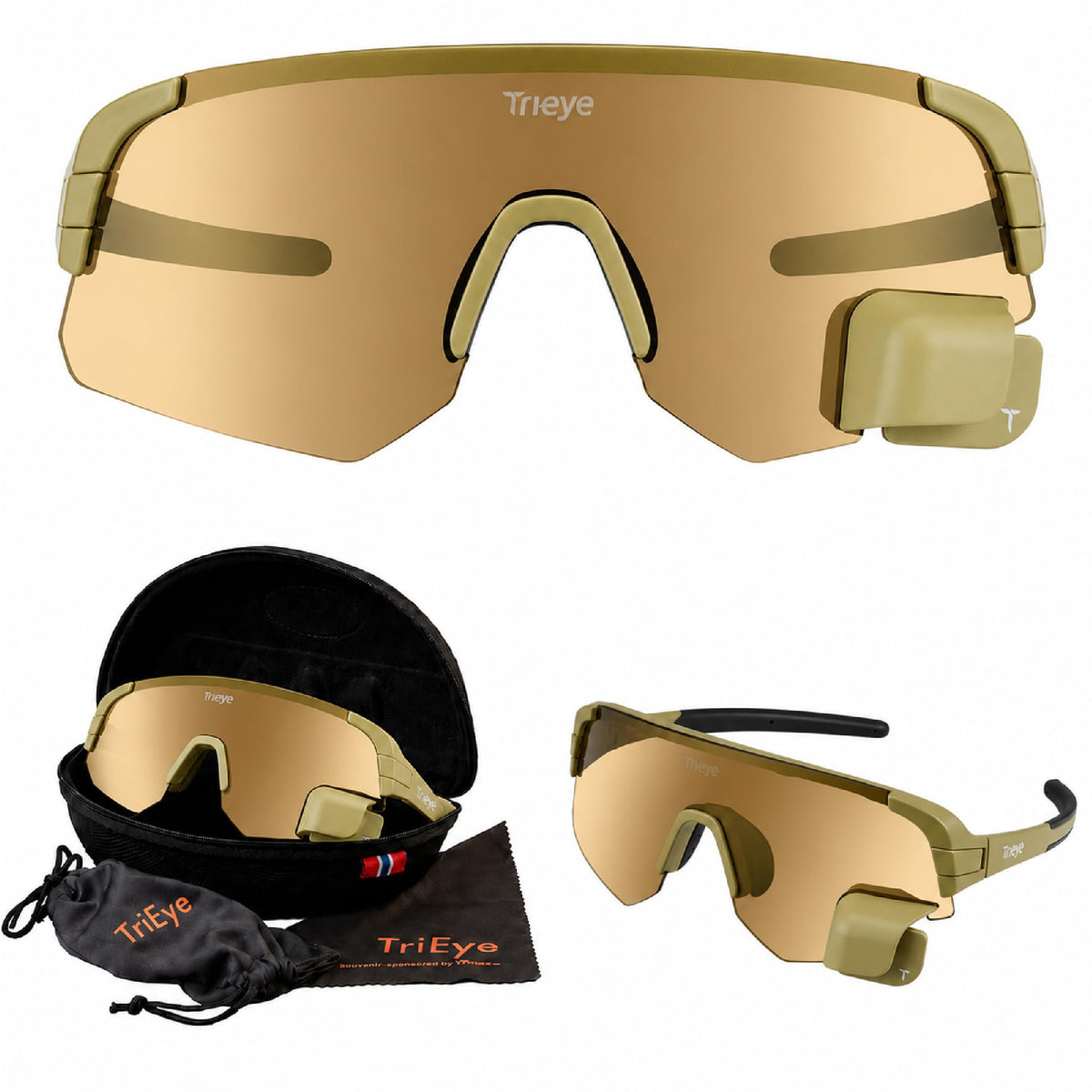 TriEye Cycling Glasses with Rearview Mirror, UV400 Bike Sunglasses