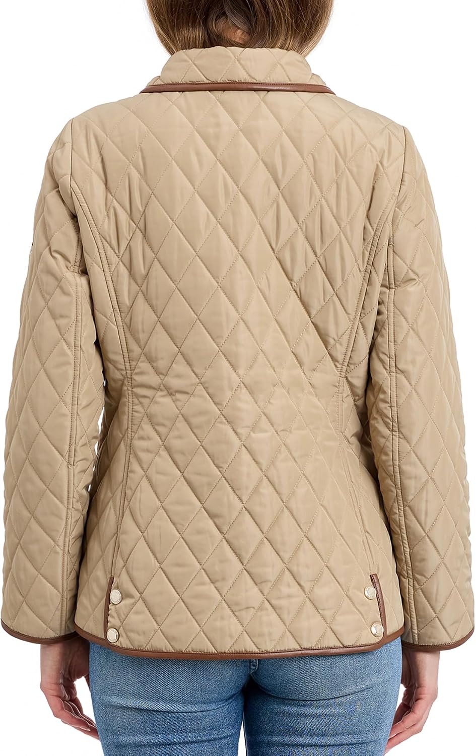 Michael Kors Womens Diamond Quilted Jacket for Women, Stylish Lightweight Jacket with Trim Detail