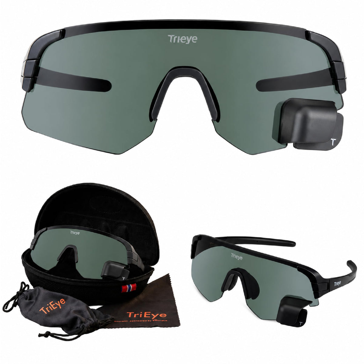 TriEye Cycling Glasses with Rearview Mirror, UV400 Bike Sunglasses