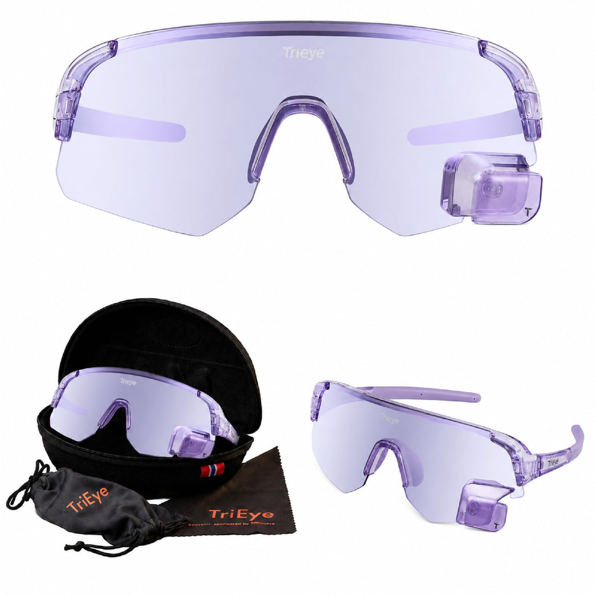 TriEye Cycling Glasses with Rearview Mirror, UV400 Bike Sunglasses