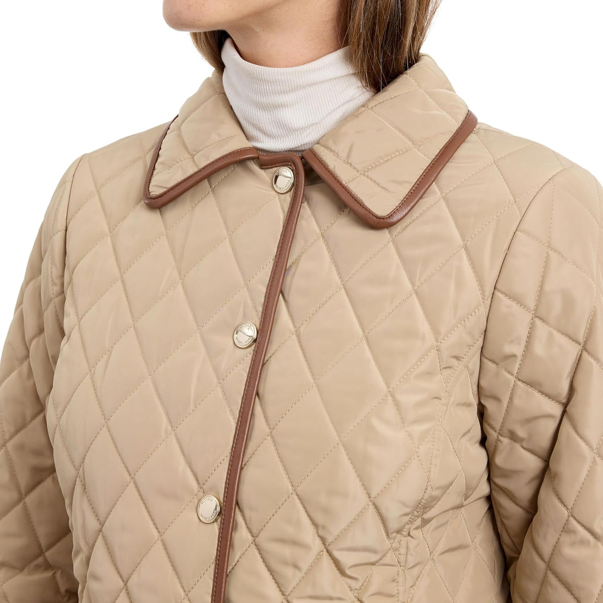 Michael Kors Womens Diamond Quilted Jacket for Women, Stylish Lightweight Jacket with Trim Detail