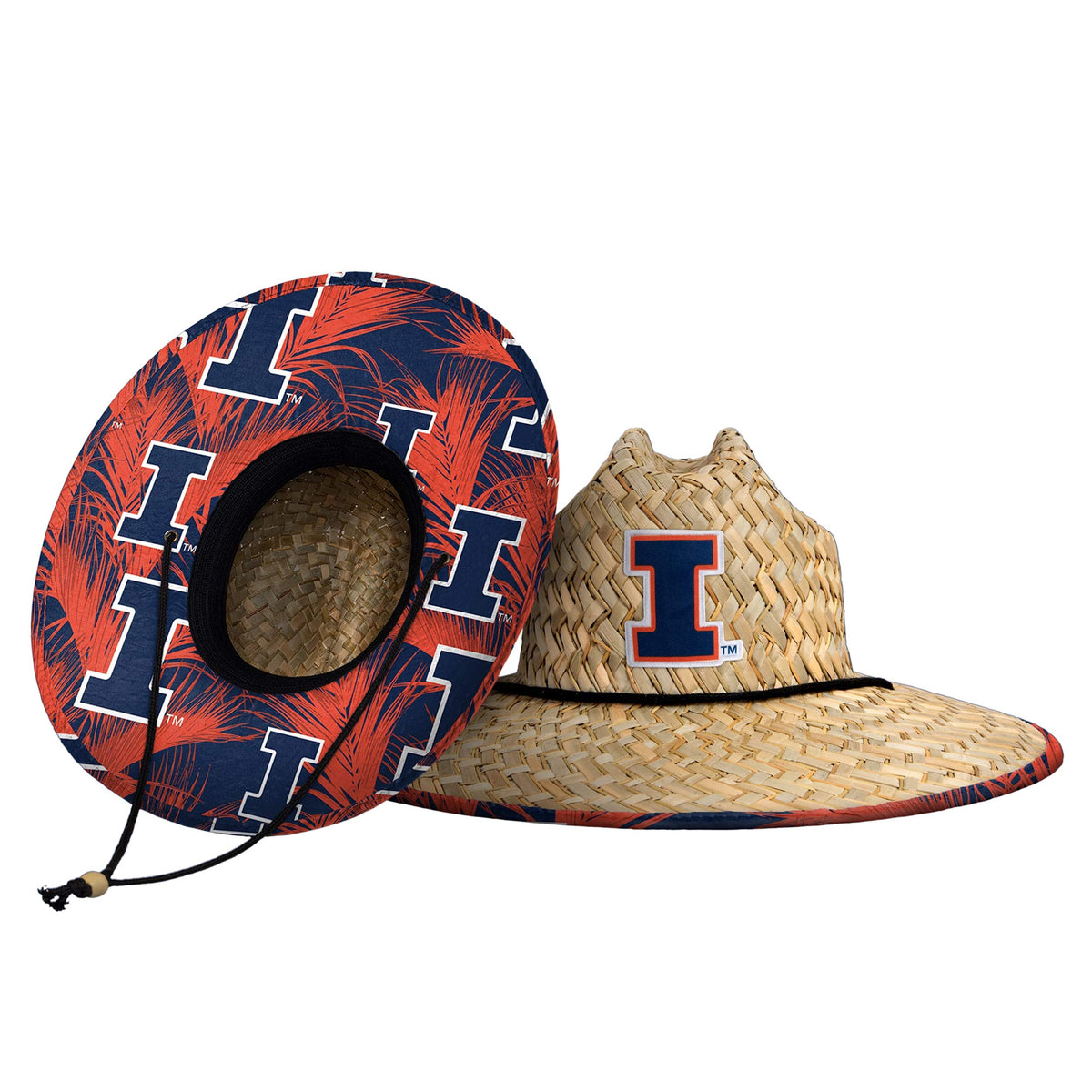 FOCO Men's NCAA College Team Logo Floral Straw Sun Hat