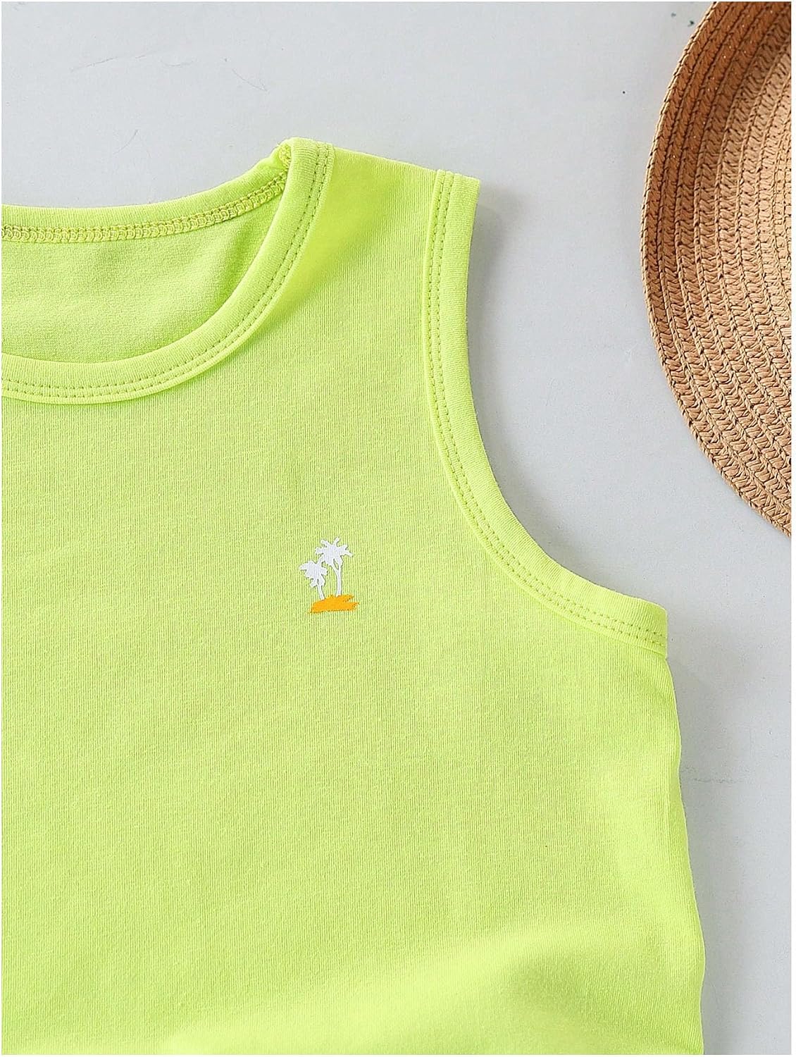 VIPWOLF Boy's Summer Outfits Sleeveless Tank Top and Tropical Print Shorts