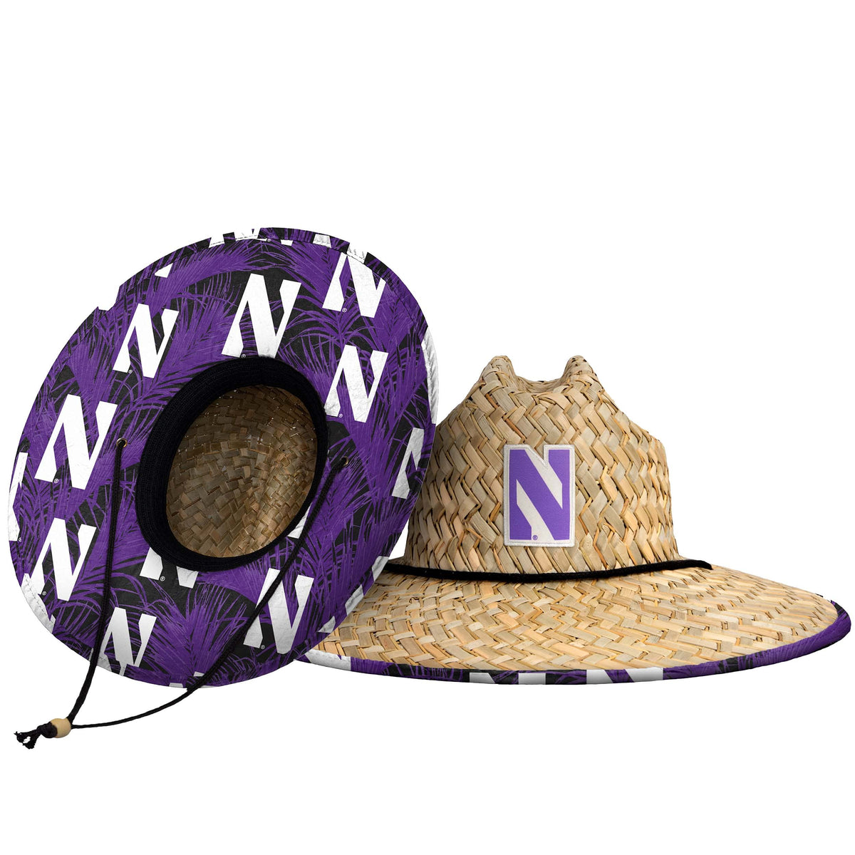 FOCO Men's NCAA College Team Logo Floral Straw Sun Hat