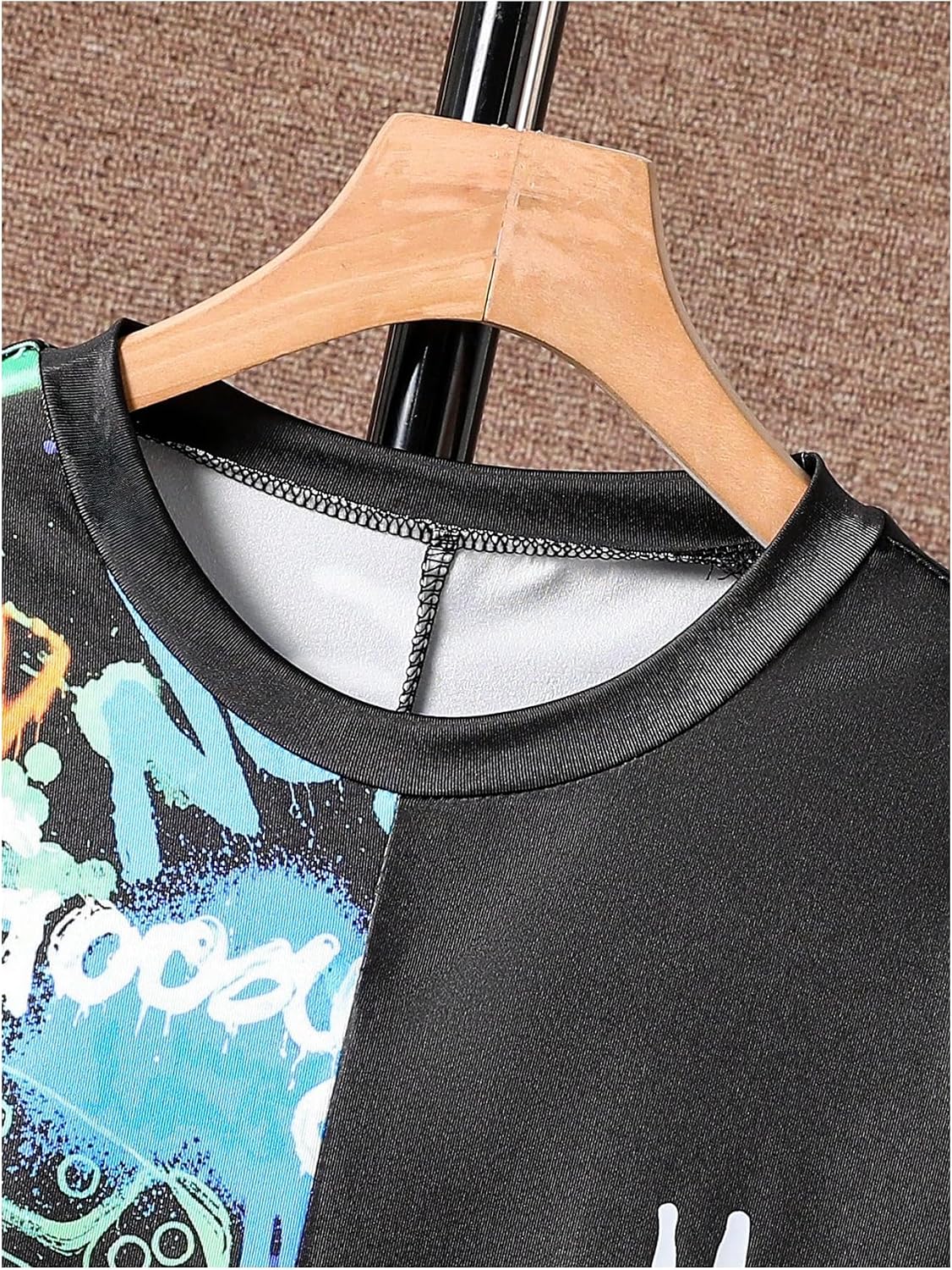 VIPWOLF Boy's Clothing Sets 2 Piece Summer Casual Outfits Short Sleeve Funny T Shirts and Shorts Black 10Y