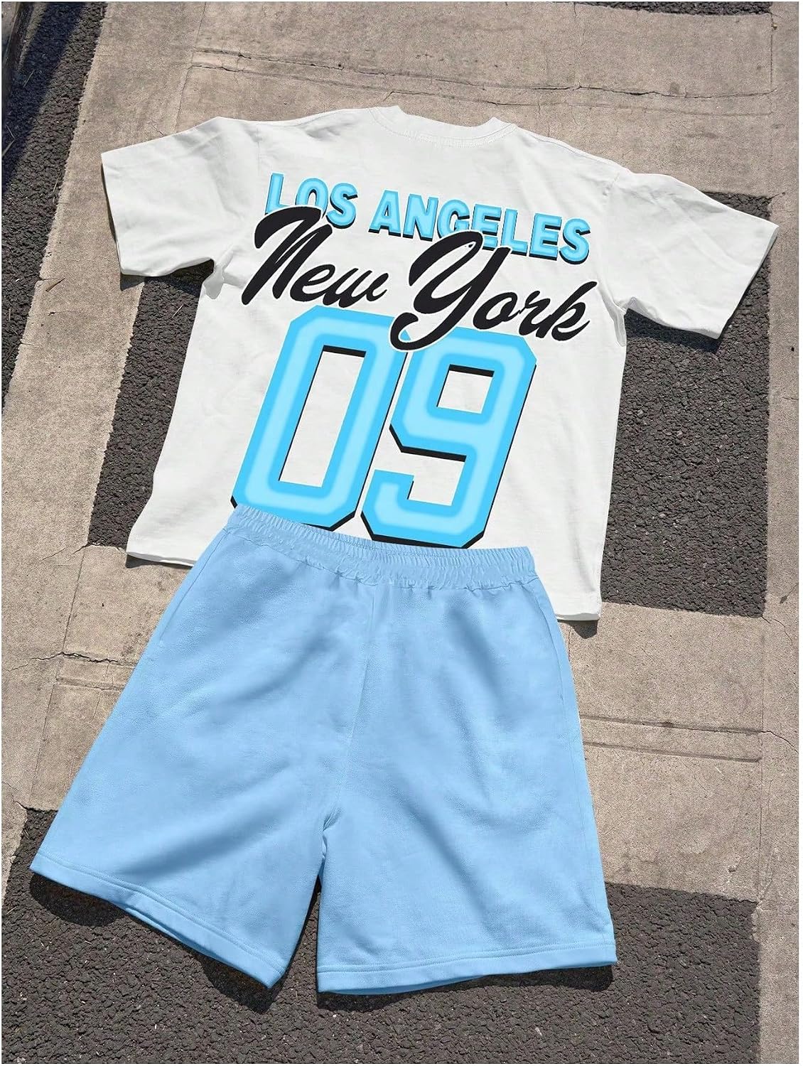 VIPWOLF Boy's Clothing Sets Y2K Short Sleeve Oversized Cool Graphic Tees and Gothic Sweat Shorts Streetwear