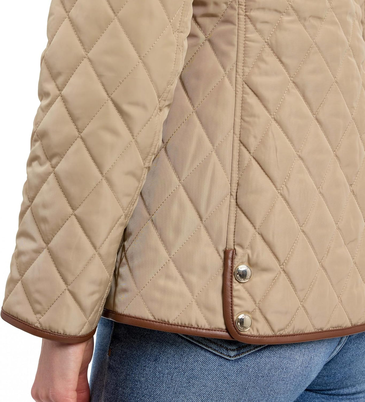 Michael Kors Womens Diamond Quilted Jacket for Women, Stylish Lightweight Jacket with Trim Detail