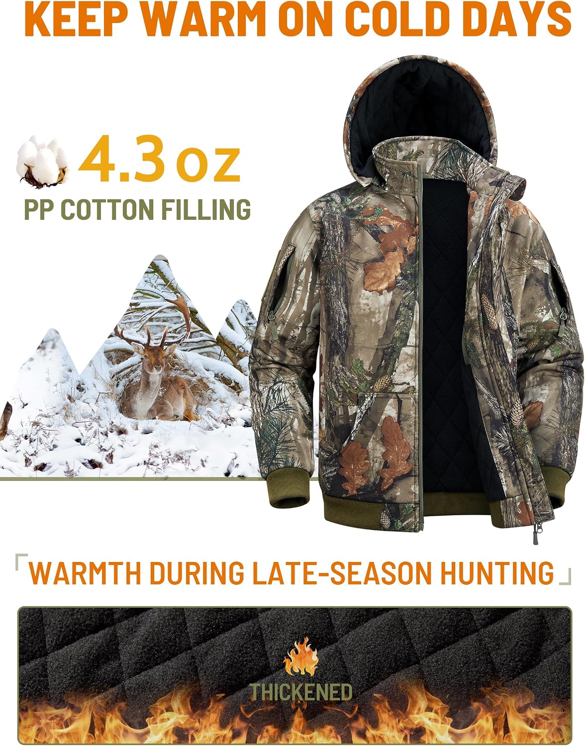 NEW VIEW Kids Camo Hunting Clothes Silent, Youth Hunting Jacket for Cold Winter, Camouflage Hunting Coat for Boys & Girls